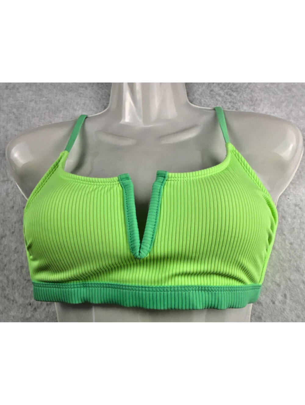 Macys‎ Salt+Cove Womens Small Neon Green Ribbed Bikini Swim Top NWT